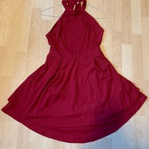 red semi dress